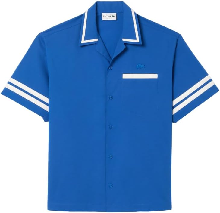 Рубашка Lacoste, мужская, спортивная, хлопок/синий-бежевый — фото 2