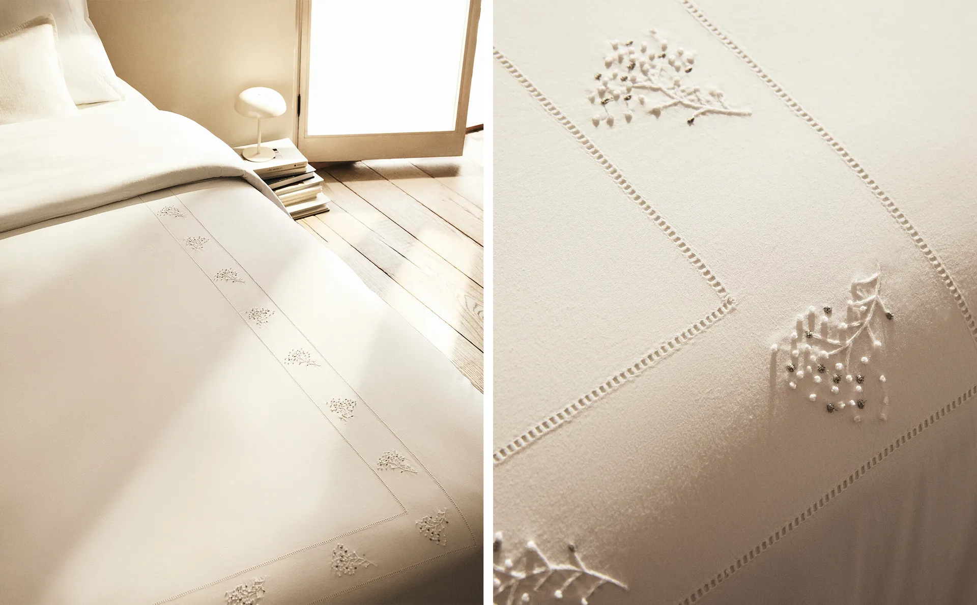 

Пододеяльник с цветочной вышивкой Zara Home, белый