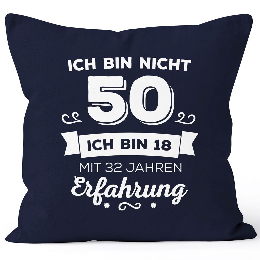 

Чехол на подушку Мне не 50, но мне 18, с 32-летним опытом, подарок на день рождения, подушка Moonworks темно-синего цвета, униразмер