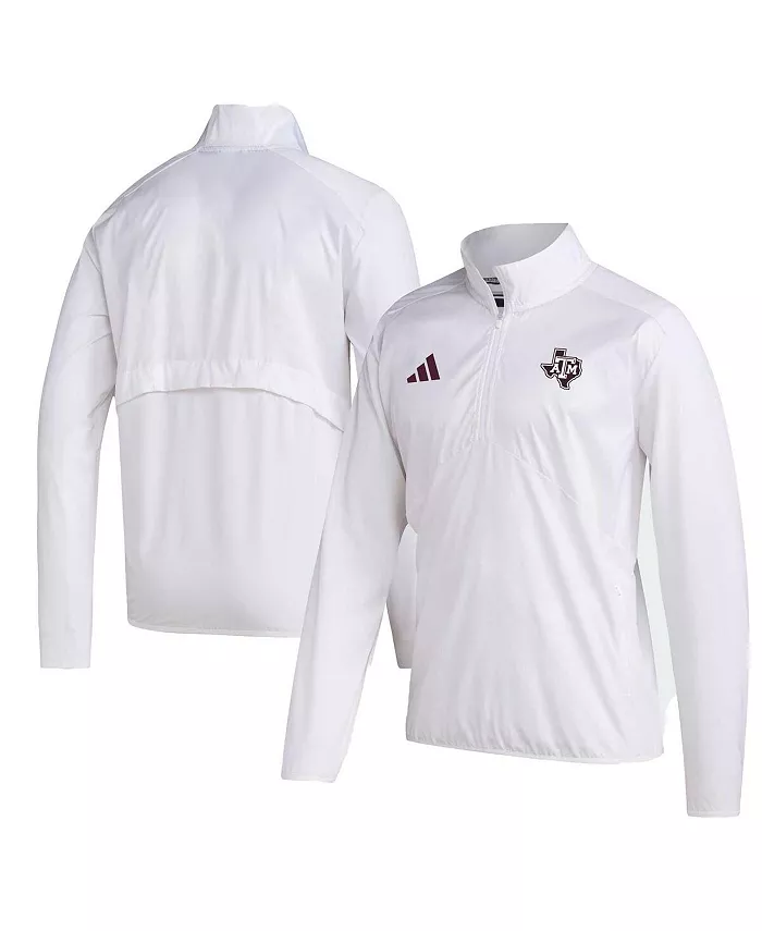 Мужская белая куртка Texas A&M Aggies Sideline AEROREADY с рукавом реглан и молнией до середины груди adidas — фото 2