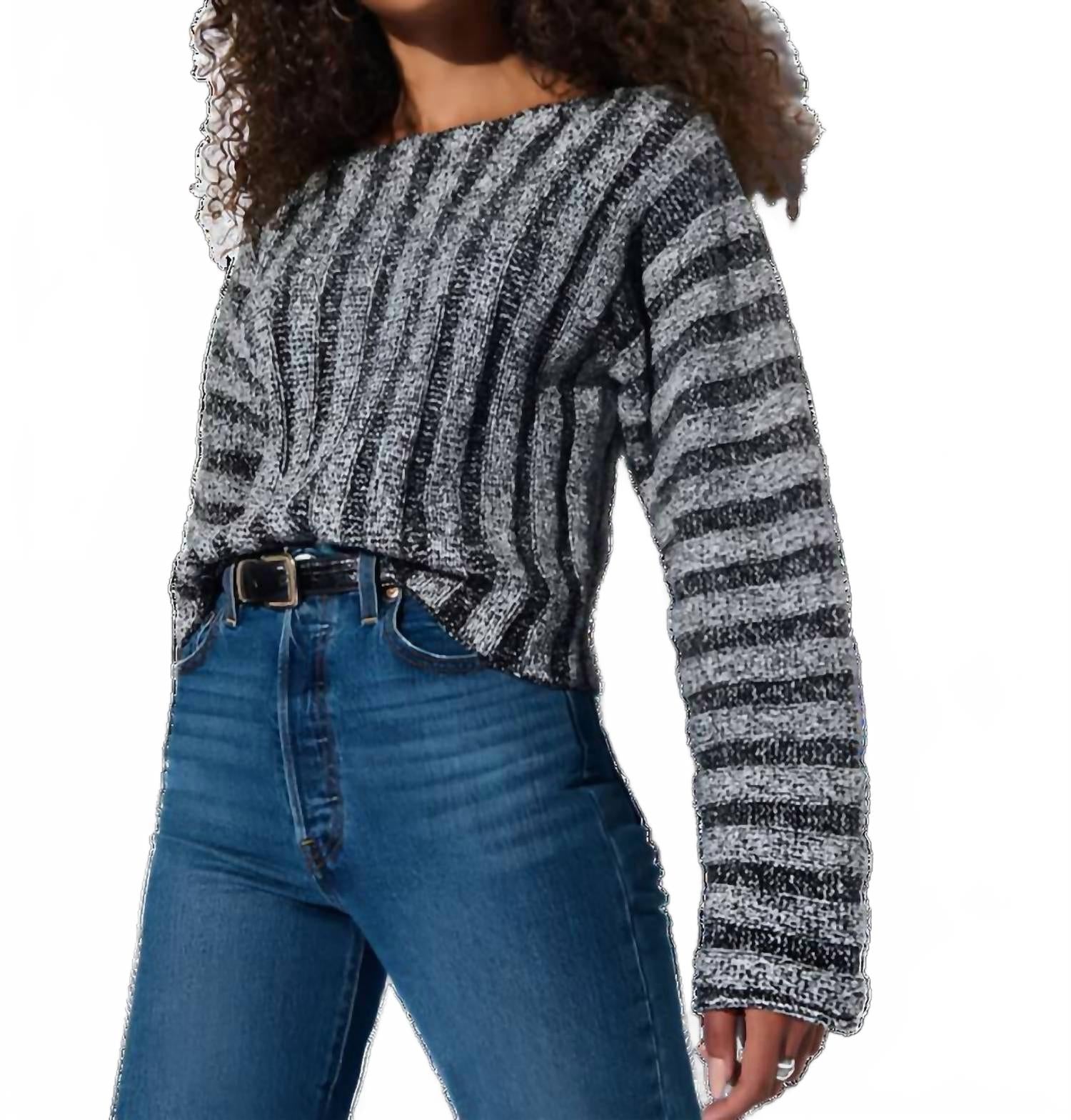 

Хлопковый свитер Ronan в меланжевом черном цвете Nation Ltd, Marled Black