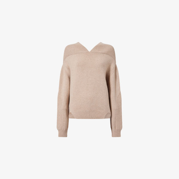 

Шерстяной джемпер с кокеткой Victoria Beckham, желтый