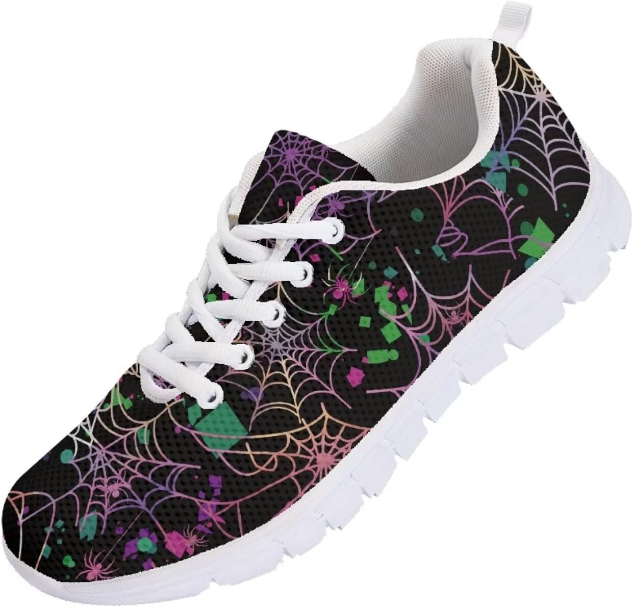 

Кроссовки Forchrinse для женщин и мужчин, повседневные с шнуровкой, нескользящие, для бега, спорта и тренажерного зала, Halloween Spider Web Print