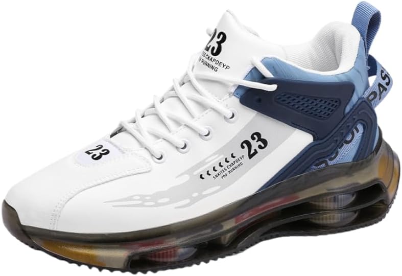 

Мужские повседневные кроссовки - легкие дышащие беговые и баскетбольные кроссовки с комфортом на все сезоны, верх из искусственной кожи и прочная подошва из ПВХ Hoalox, белый/синий