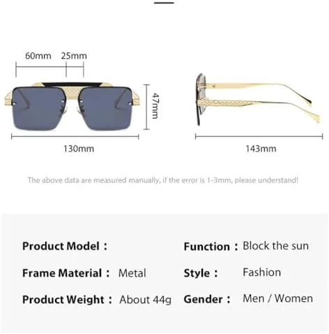 

Винтажные большие квадратные солнцезащитные очки для женщин и мужчин, увеличенного размера, в металлической оправе, модные и стильные, в стиле стритстайл MTZJH, C5