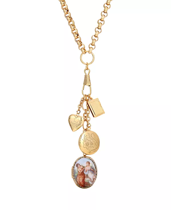 

Ожерелье с подвесками в виде стеклянных камей 2028, gold