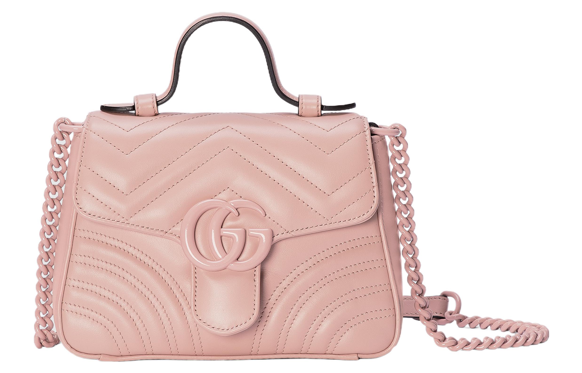 

GUCCI Сумка через плечо GG Marmont из матовой кожи с тиснением, мини-сумка женская, светло-розовая