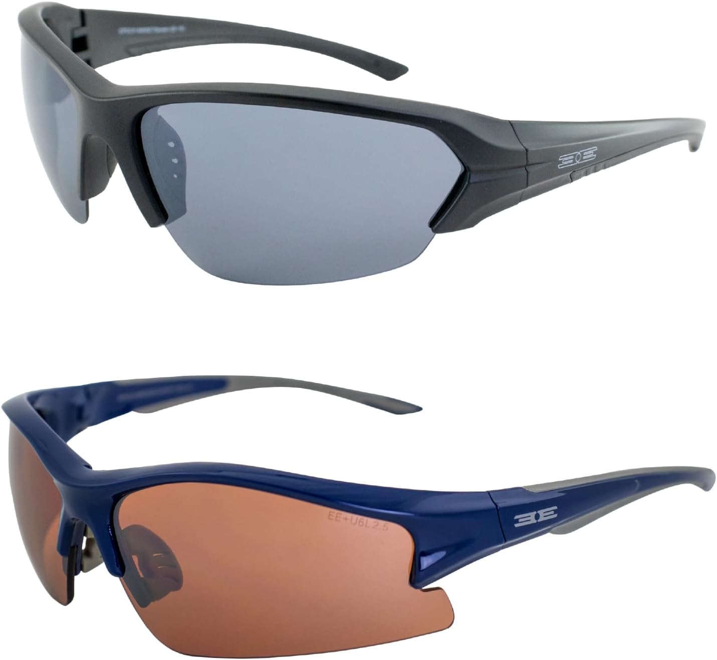 

Комплект из двух пар спортивных солнцезащитных очков для гольфа Epoch Eyewear: модель Epoch-1 сине-серого цвета с янтарными линзами и модель Epoch-2 черного цвета с поляризованными дымчатыми линзами, Blue/Black