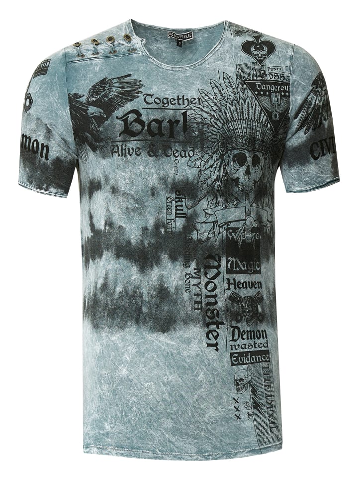 

Футболка с принтом тай-дай батик серого цвета спереди Rusty Neal, Серый, Футболка с принтом тай-дай батик серого цвета спереди Rusty Neal