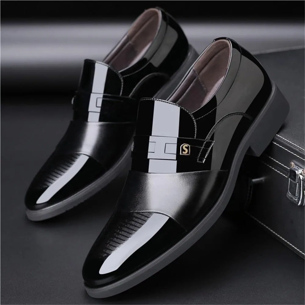 Туфли кожаные классические острие нос, Slip On, Black DHFIRUFSHLO — фото 2
