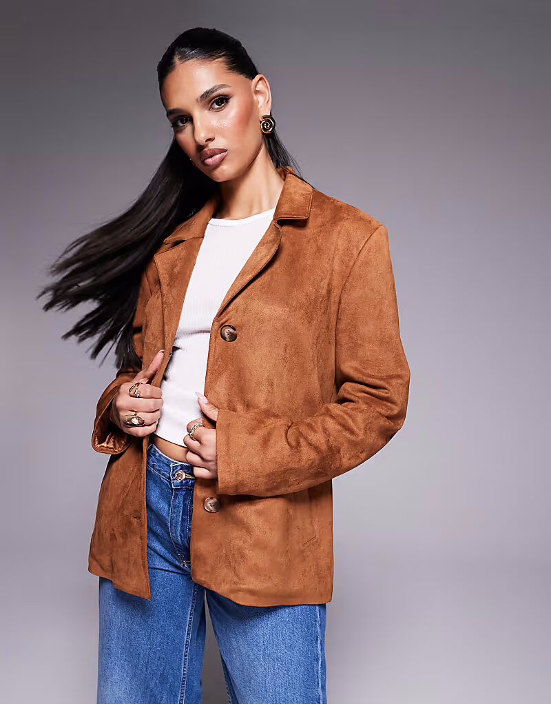 

Пиджак River Island из замши коричневого цвета