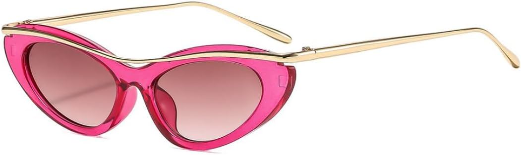 

Модные маленькие солнцезащитные очки «кошачий глаз» для женщин, роскошные, в стиле панк, с металлической оправой, винтажные, с защитой от УФ-излучения UV400 TOIPASTN, C5pink