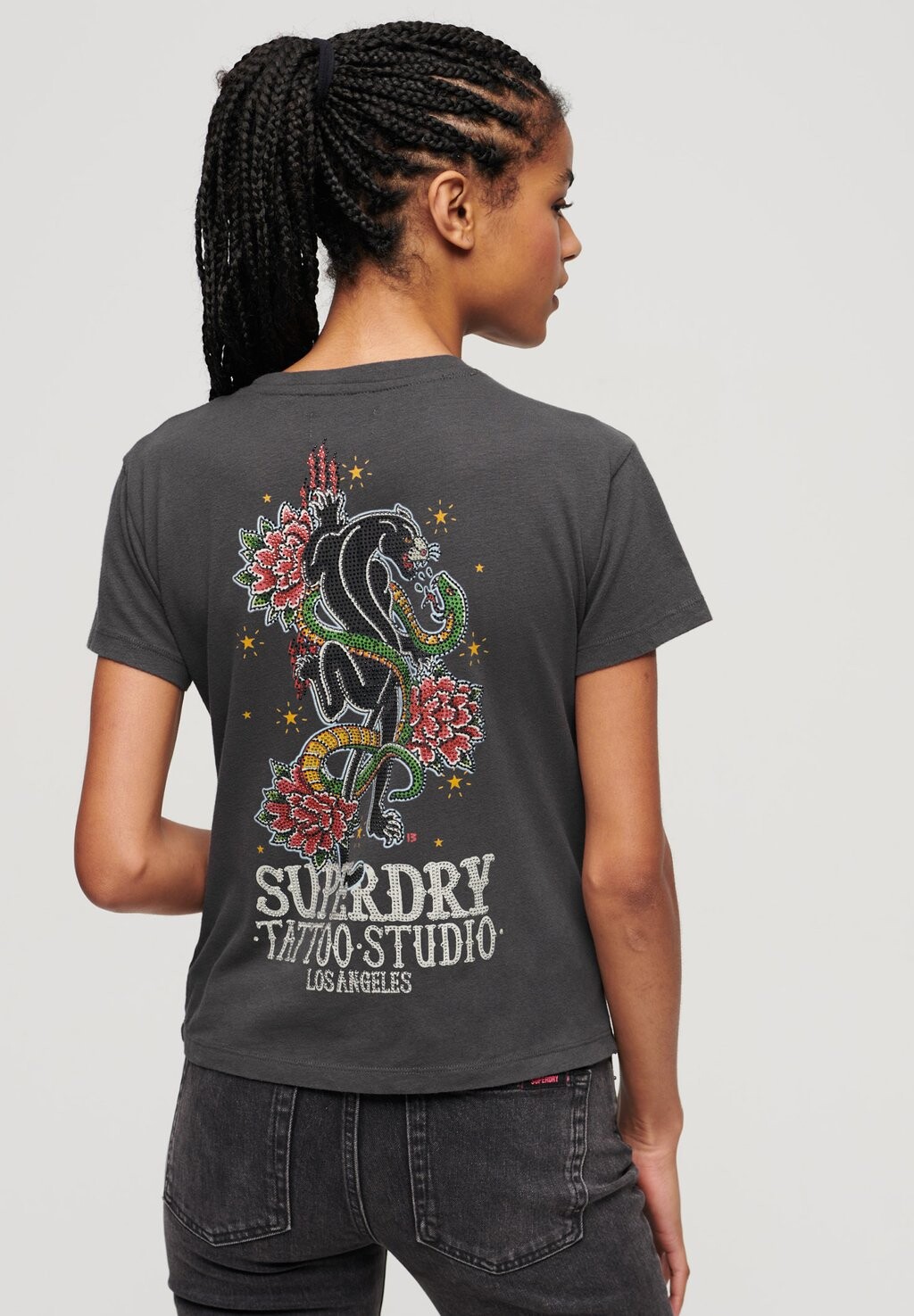 

Футболка с принтом TATTOO RHINESTONE Superdry, темно-серый