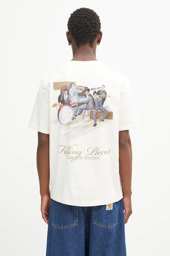 

Футболка из хлопка с полосками Filling Pieces, бежевый