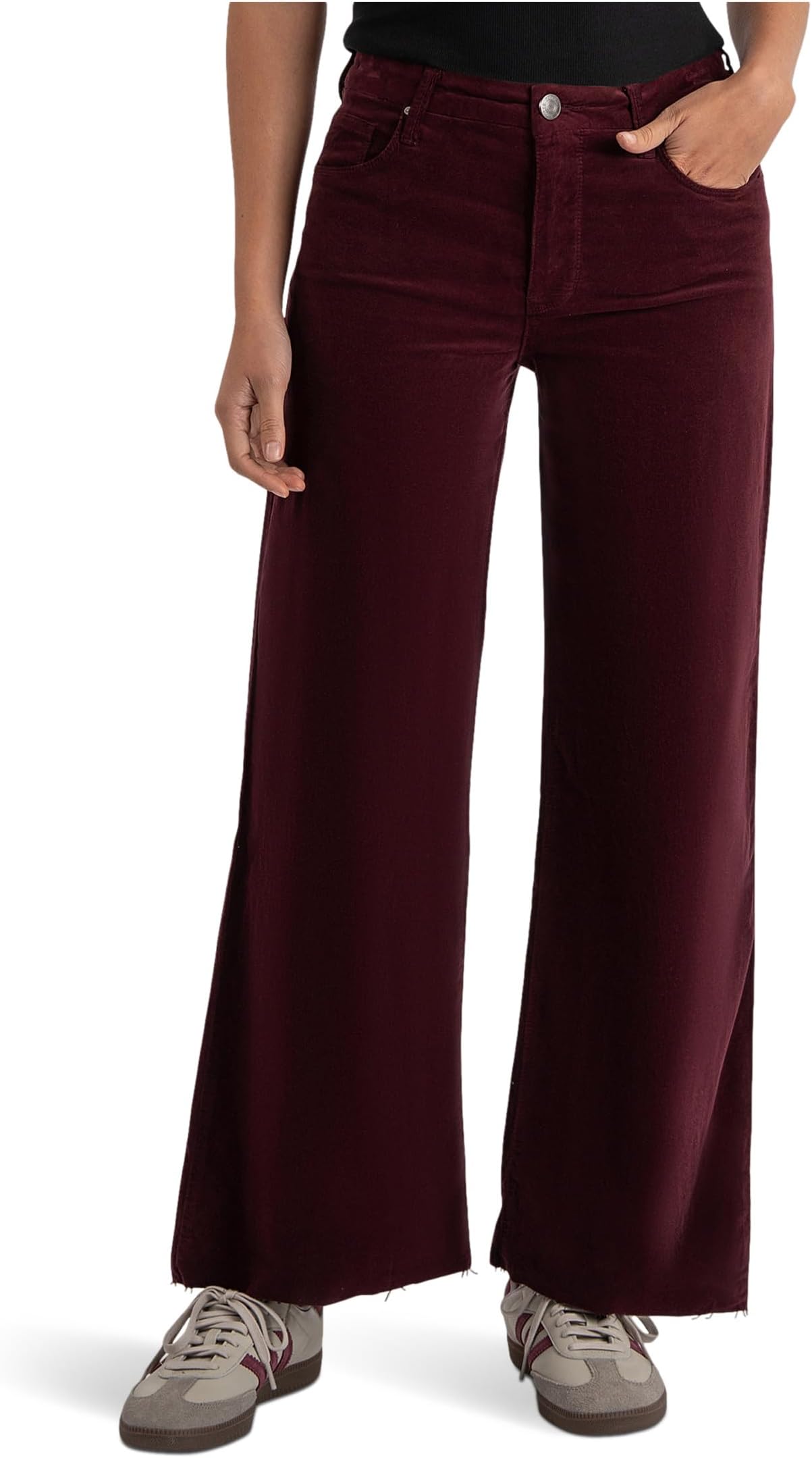 

Женские брюки Meg с высокой талией, широкими штанинами, необработанным краем и длинным внутренним швом KUT from the Kloth, Dark Plum