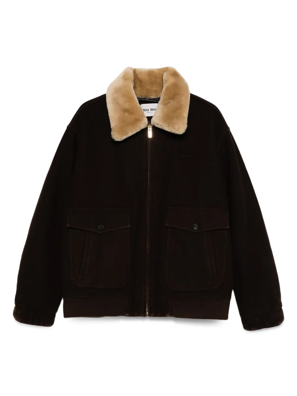 

Куртка с воротником из искусственного меха MIU MIU, коричневый