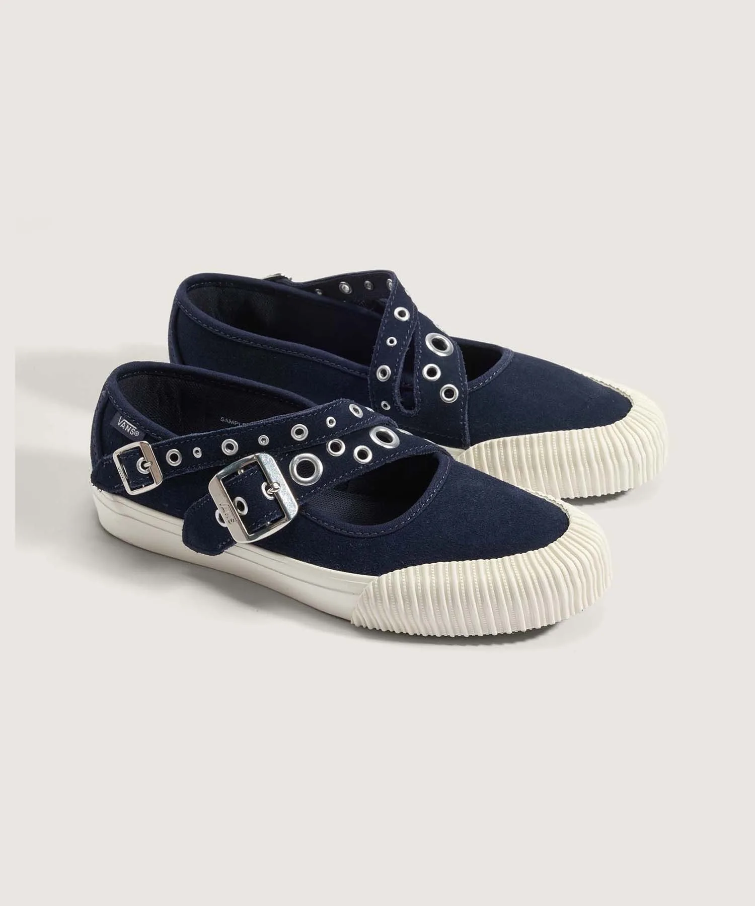 Унисекс кроссовки-мэри-джейн из натуральной кожи VANS с двойными ремешками тёмно-синие — фото 2
