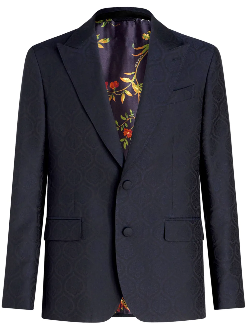 

Однобортный пиджак с заостренными лацканами ETRO, синий