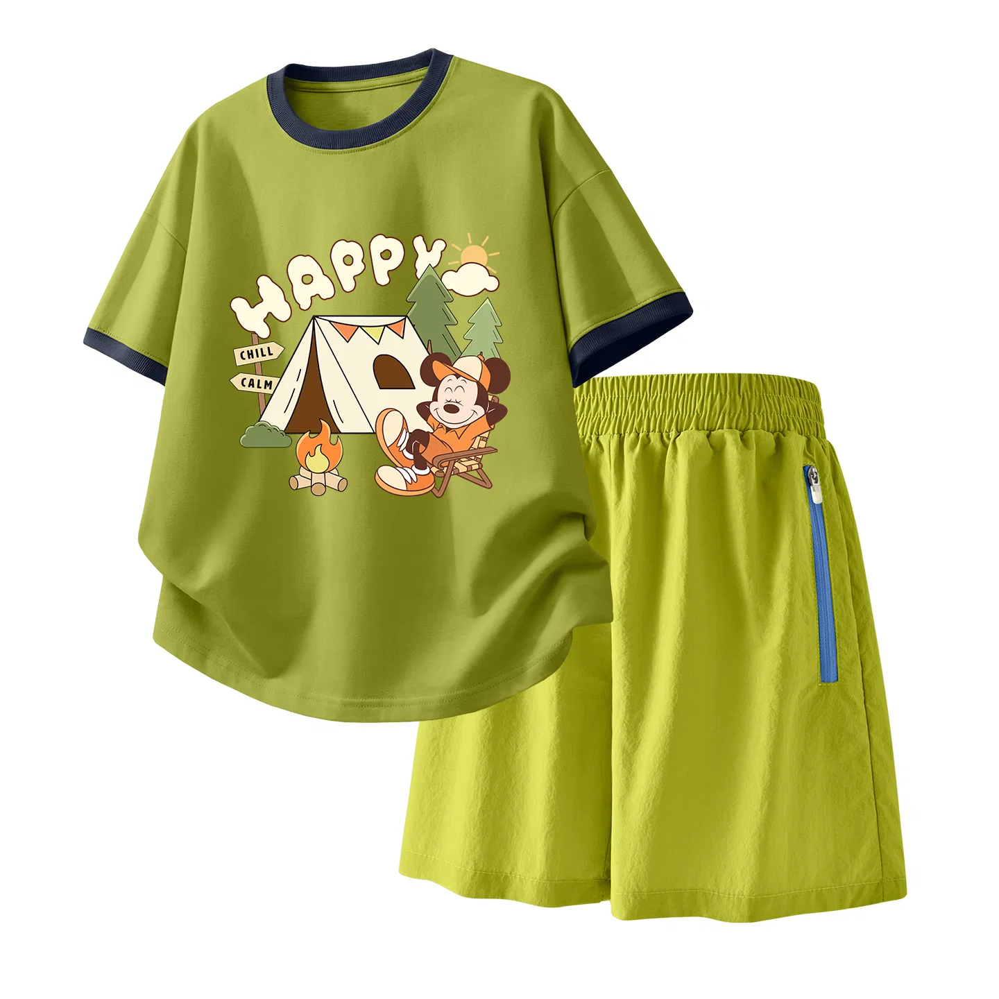 Детский спортивный костюм Casual Sportswear 2 Piece Set Disney, Diyouxian Moss Green+Solid Color Camellia Green