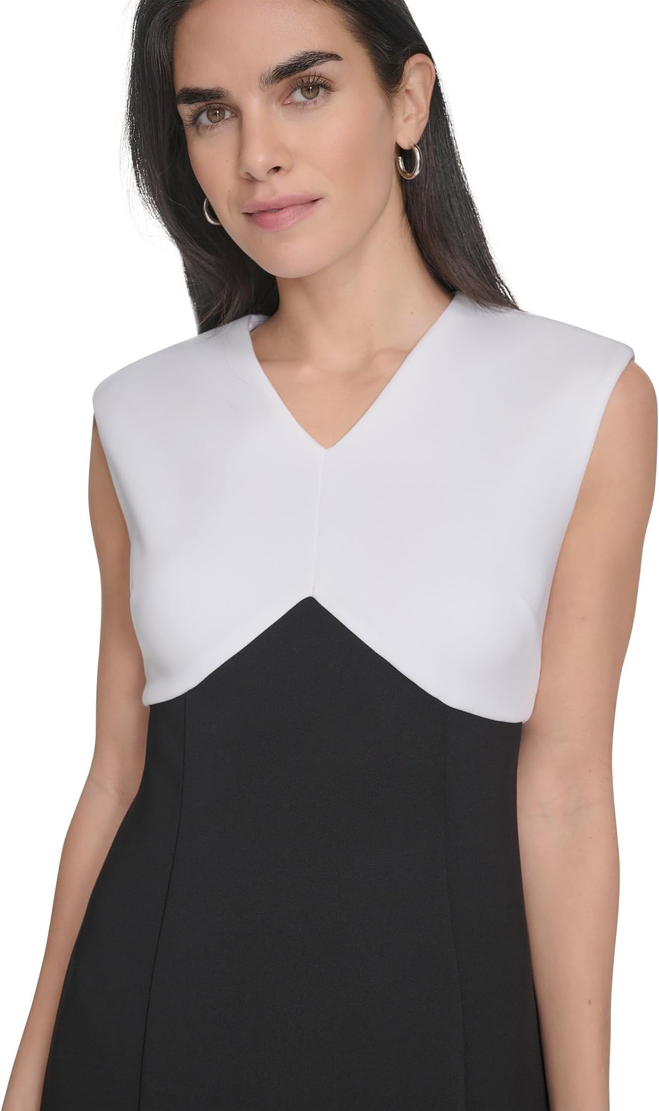 Платье Calvin Klein Scuba Color Block A-Line, цвет Black White — фото 3