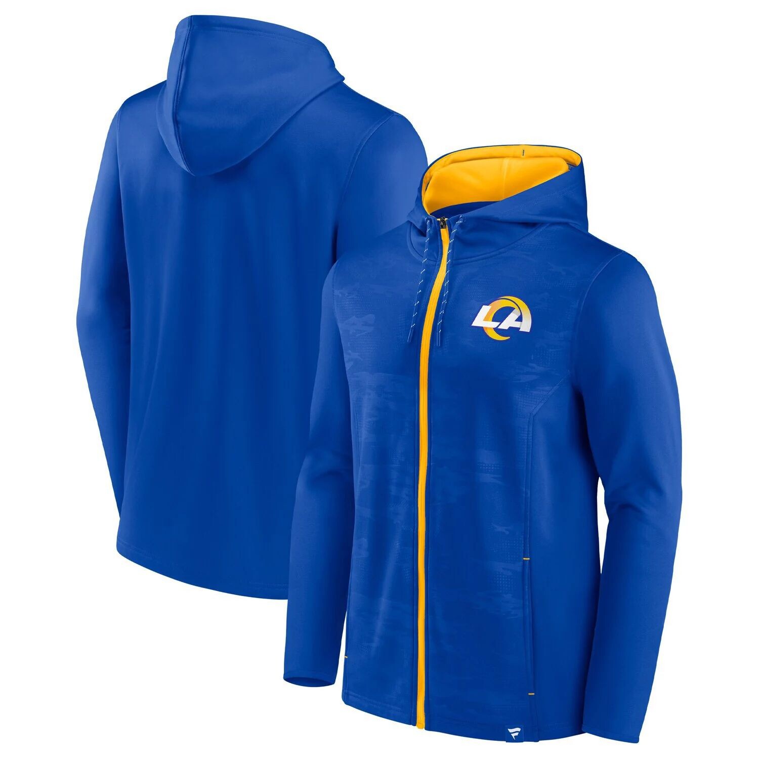 

Мужская брендовая толстовка с капюшоном на молнии во всю длину Los Angeles Rams Royal/Gold Fanatics