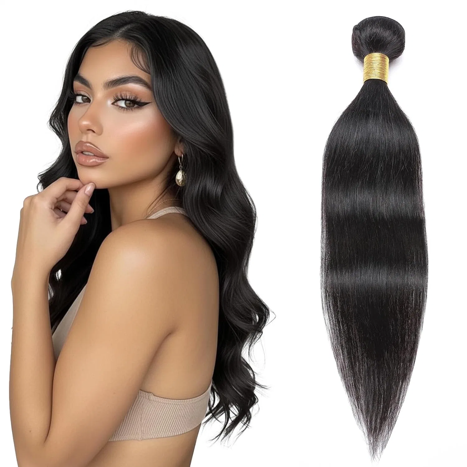 Наращивание волос MY-LADY Weft Real Hair Double Weft Extensions 40 см, 100 г My-Lady, 1B Natural Black