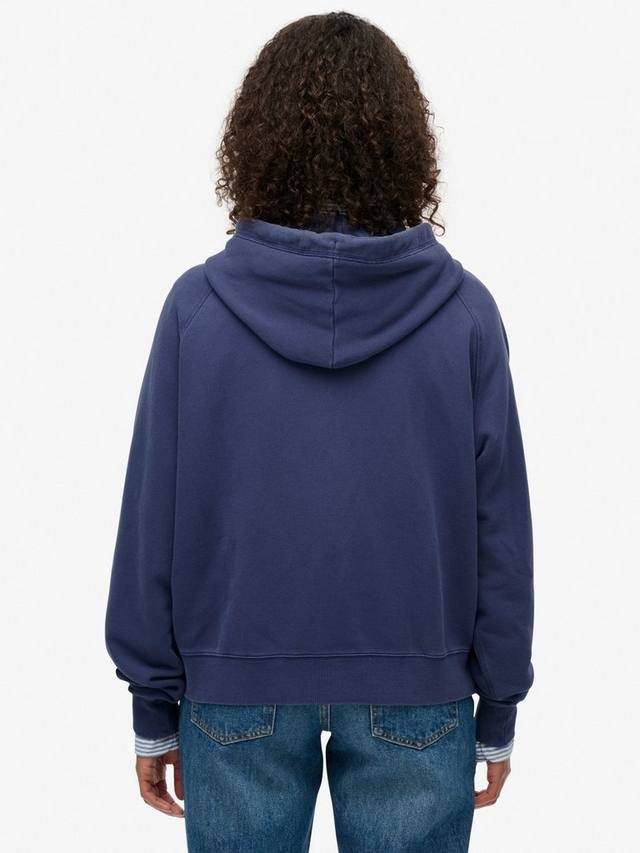 Эссеншиал лого гармент дайд зип худи Superdry, Mariner Navy — фото 2