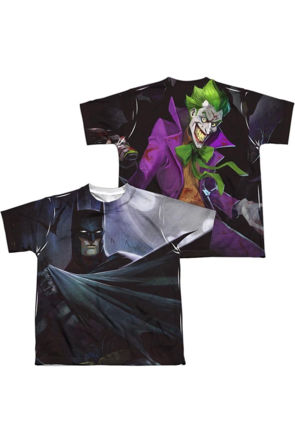 

Детская футболка с коротким рукавом из полиэстера с принтом "Бэтмен против Джокера" из фильма "Бесконечный кризис" (спереди и сзади) Gildan, мультиколор