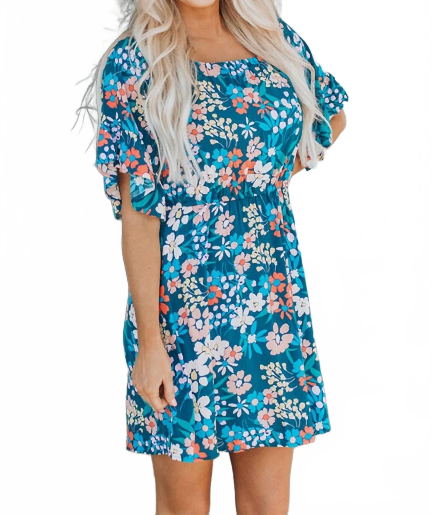 

Мини-платье в стиле бохо в стиле кантри с синим цветочным принтом Youmi, Blue Floral