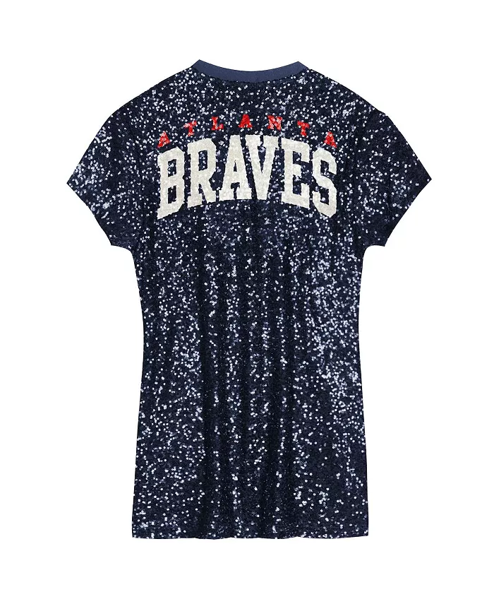Платье с V-образным вырезом и пайетками Atlanta Braves для девочек постарше, цвет navy Outerstuff — фото 3