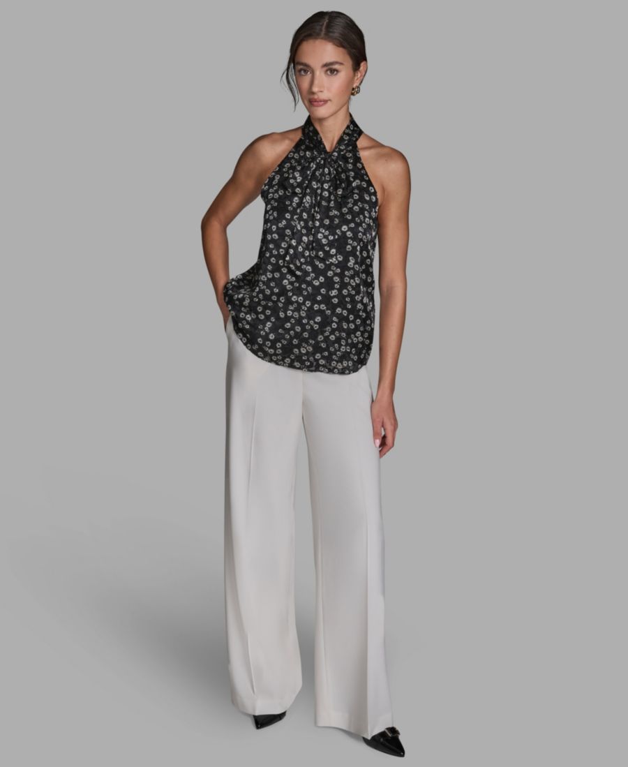 

Женская блузка без рукавов с завязками на шее BCBG, Black Multi