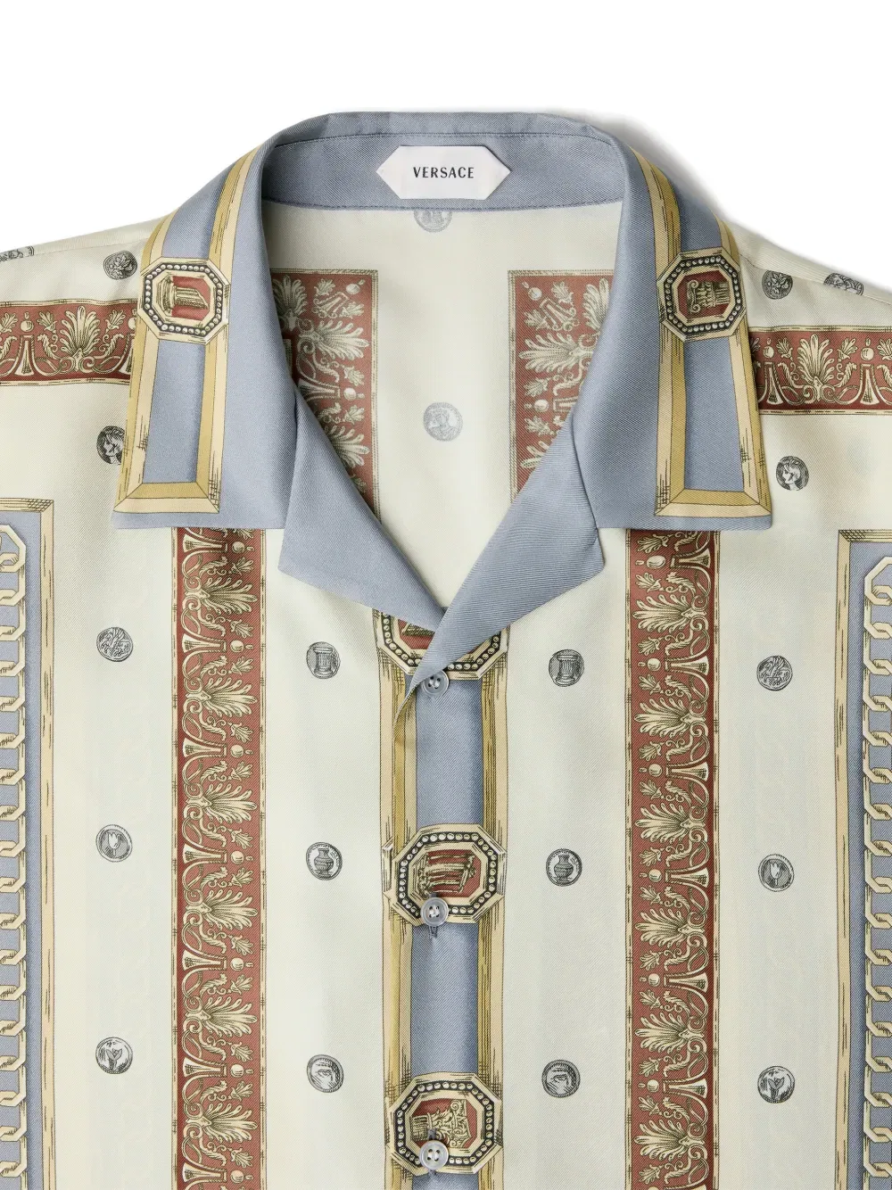 Рубашка из набивного шелкового твила Versace, нейтральный — фото 3