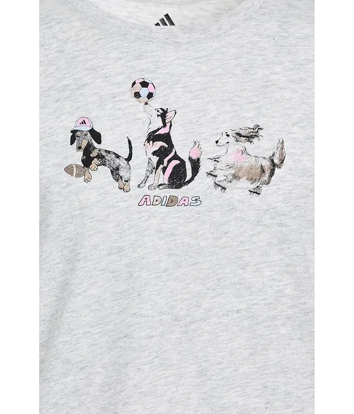 Детский комплект с футболкой и шортами Cap Sleeve Heather Tee & Woven Shorts Set Adidas Kids, Pure Ruby — фото 3