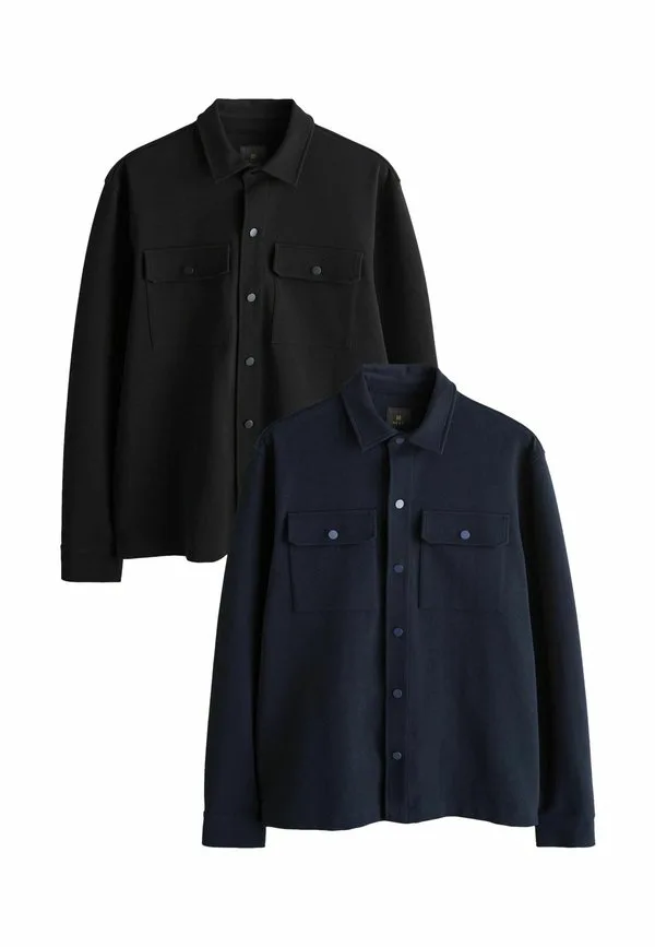 Комплект из двух легких курток-рубашек из саржи с кнопками. Next, Black Navy Blue