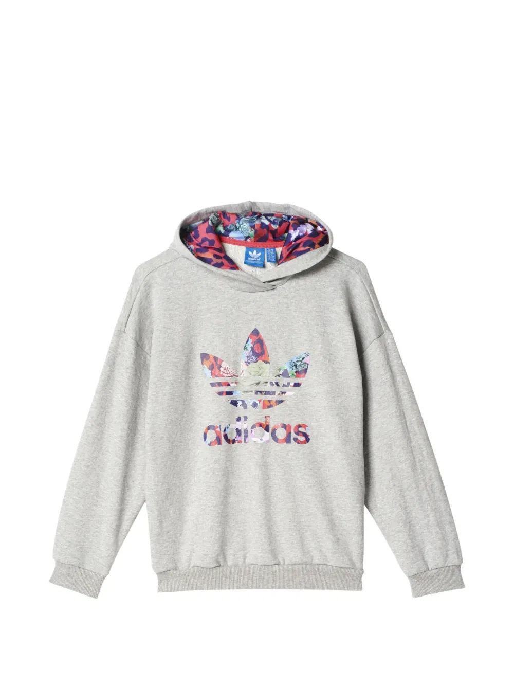Худи с цветочным логотипом Adidas Kids, серый