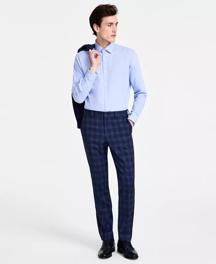 

Мужские классические брюки в клетку Modern-Fit Hugo Boss, синий