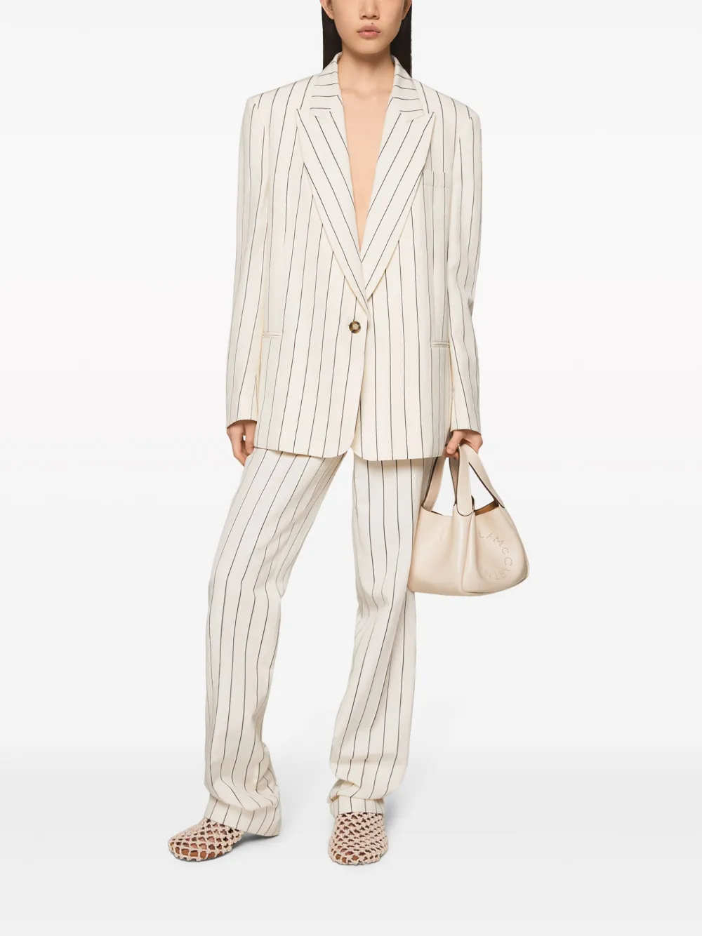 Прямые брюки в тонкую полоску STELLA MCCARTNEY, нейтральный — фото 2