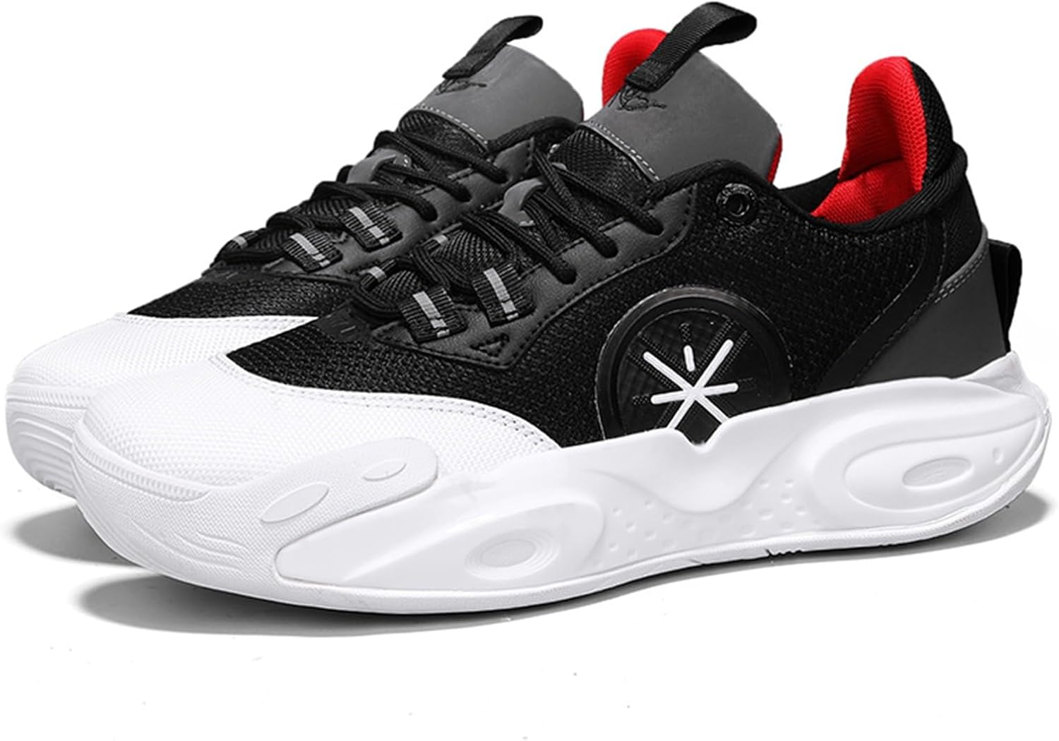 

Мужские спортивные кроссовки средней высоты с круглым носком, дышащей сеткой, шнуровкой, стильные, с легкой амортизацией и нескользящей подошвой, подходят для баскетбола, бега, занятий в спортзале и на кампусе Qaoterod, черный