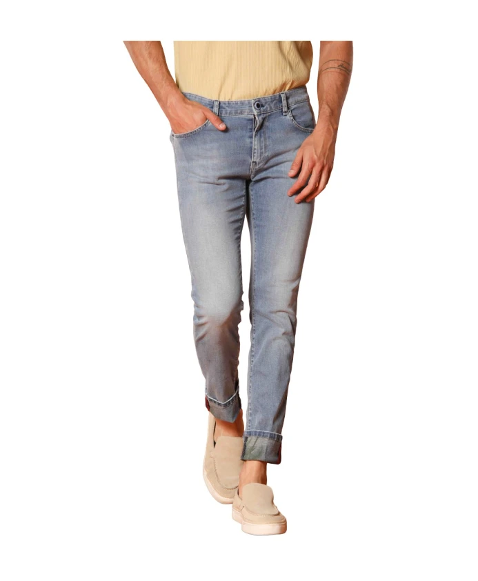 

Узкие джинсовые брюки с подкладкой с принтом в стиле сафари. Mason'S, синий