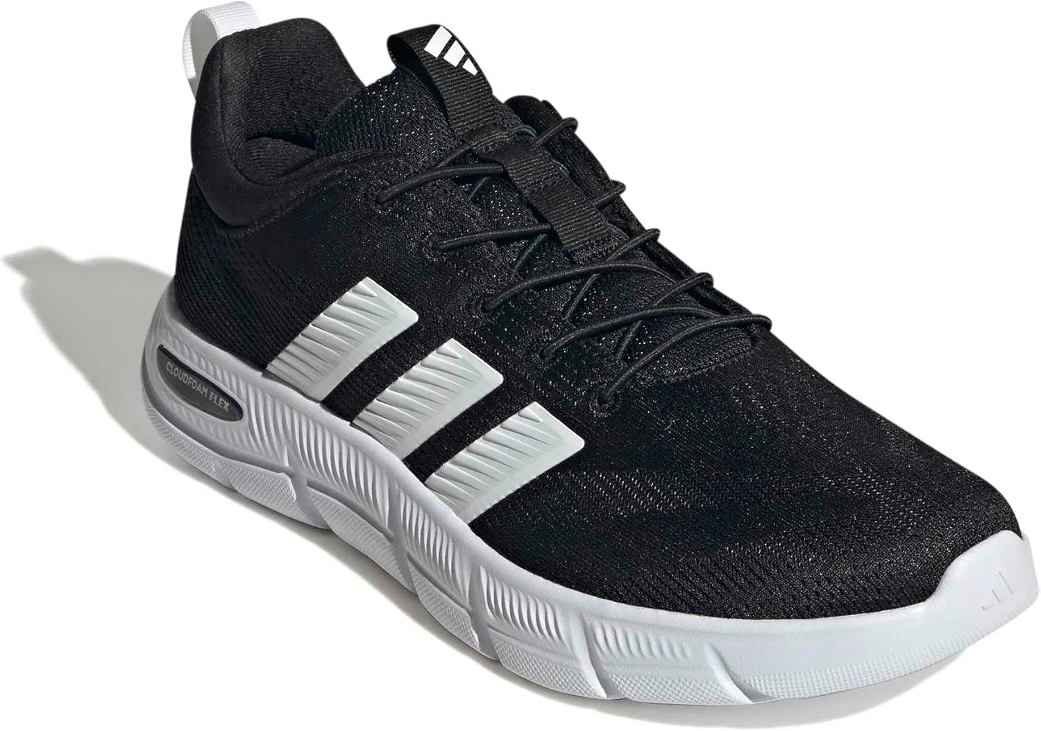 Мужские кроссовки Adidas Cloudfoam Flex на эластичных шнурках, Core Black Ftwr White Carbon — фото 3