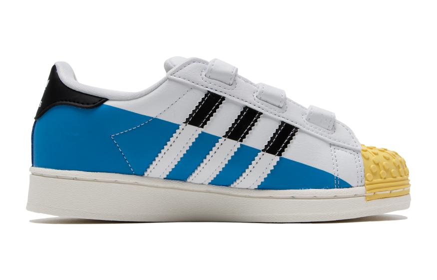 Adidas Originals SUPERSTAR Cf C Прочные Дышащие Низкие Детские Скейтбординг Кроссовки Белый Синий — фото 2