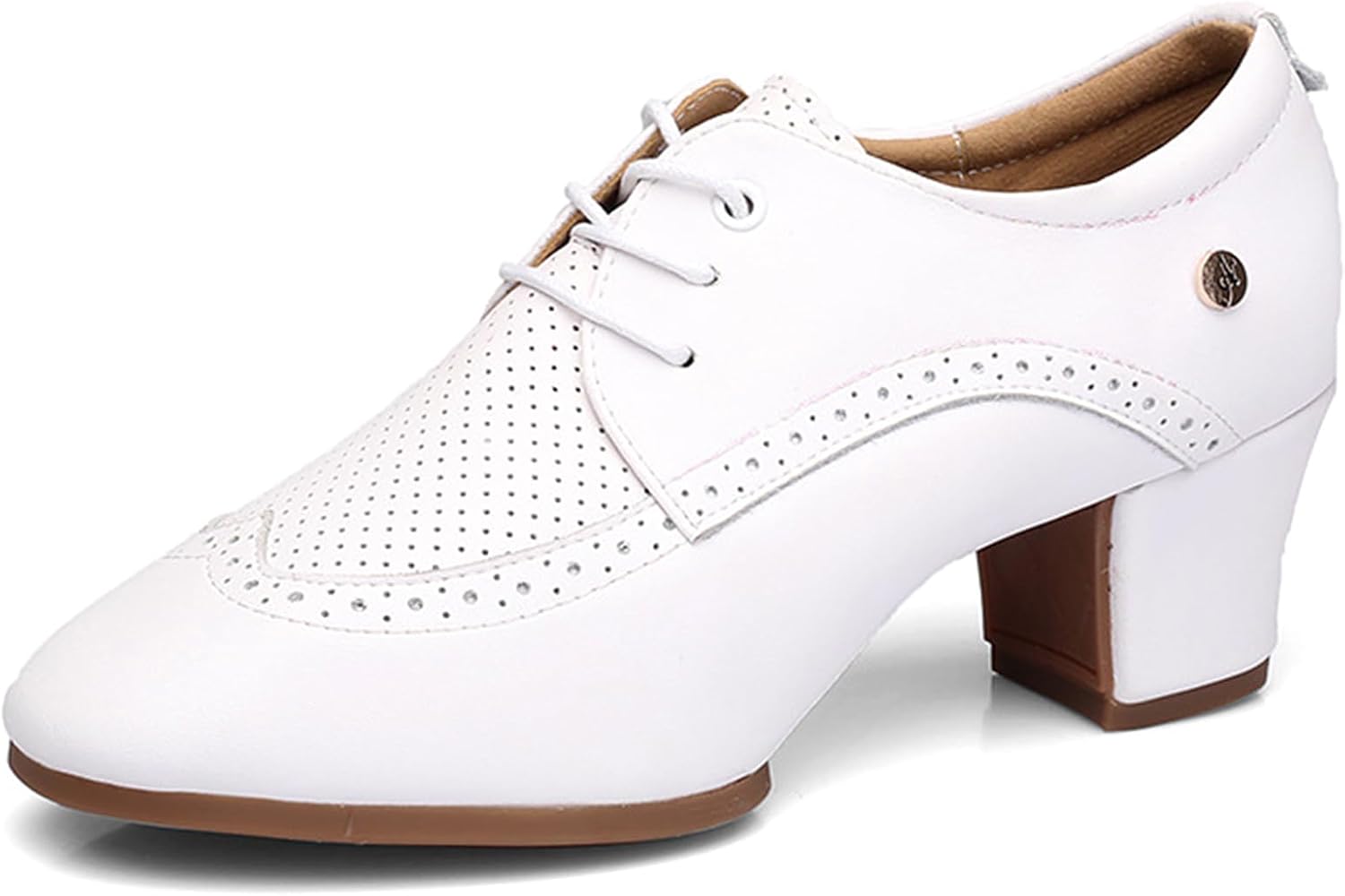 

Женские танцевальные туфли Современные танцевальные туфли с разделенной подошвой или цельной подошвой, на шнуровке, профессиональные для тренировок, сальса, современный бальный танец, с устойчивым каблуком 3,5 см Hiuzylqx, белый