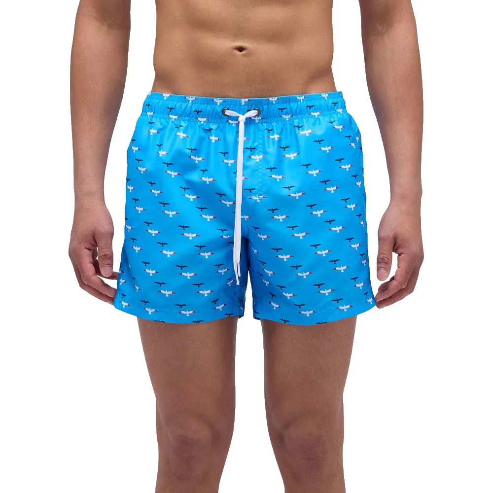 

Шорты для плавания Sundek Elastic waist in recycled polyester with seagull print, синий