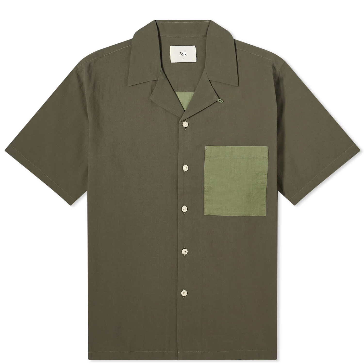 

Рубашка Folk Short Sleeve Soft Collar, цвет Olive 2-Tone