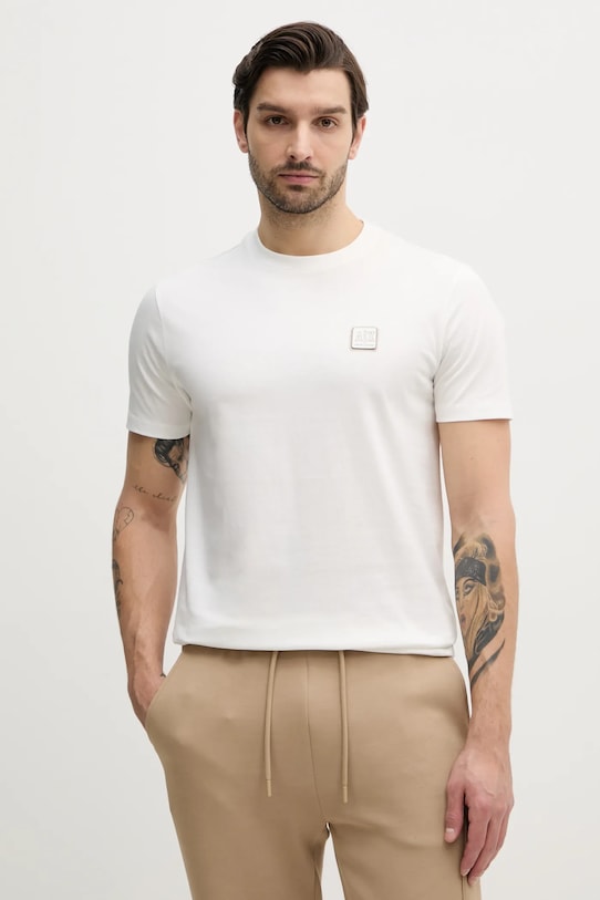

Хлопковая футболка Armani Exchange, бежевый