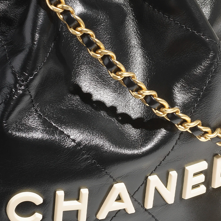 CHANEL Сумка 22Bag Shiny Calfskin, ведро, кроссбоди, мини-сумка через плечо, женская, черная — фото 3