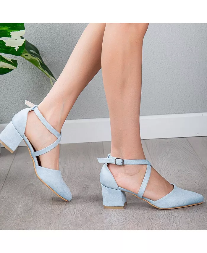 Туфли Dolly на низком квадратном каблуке Forever & Always Shoes, синий — фото 4