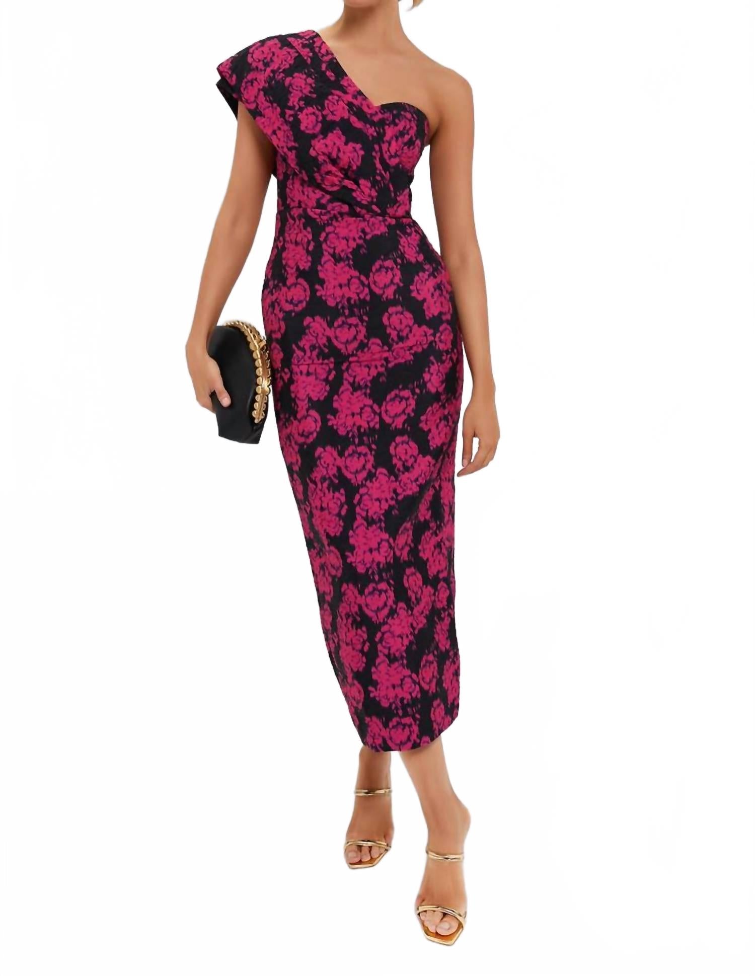 

Асимметричное макси-платье Mona в цвете Rosa Noir Saloni, Rosa Noir