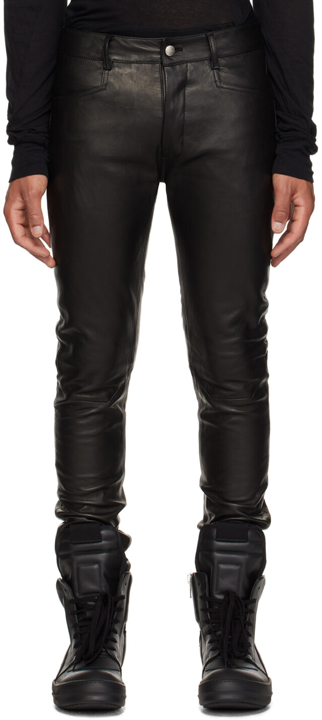 

Черные кожаные брюки Rick Owens Tyrone, Черный, Черные кожаные брюки Rick Owens Tyrone