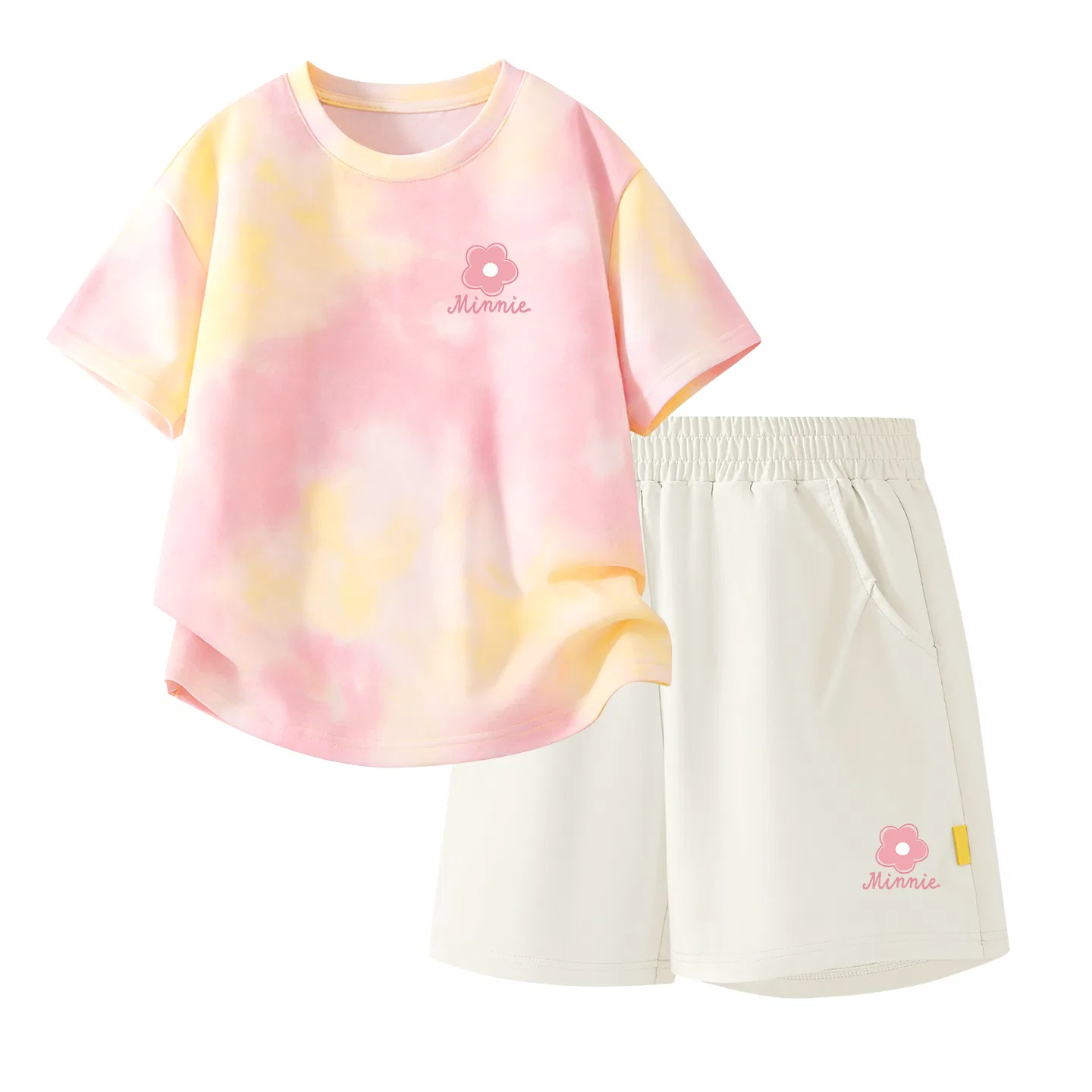 Детский спортивный костюм Casual Sportswear 2 Piece Set Disney, Di F Small Flower K Yellow Pink+Di F Small Flower Right Lower K Milk Gluten Free — фото 3